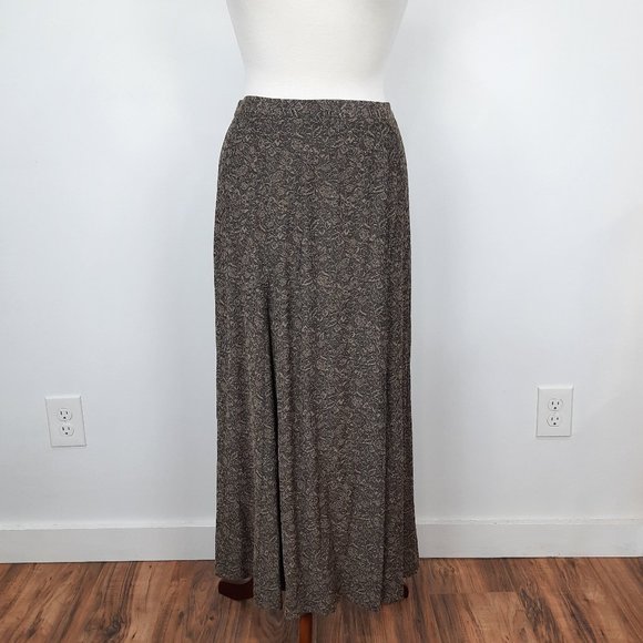 Vtg 90s bronze micro crinkle floral skirt set — JM Collection Jennifer Moore - Picture 4 of 16